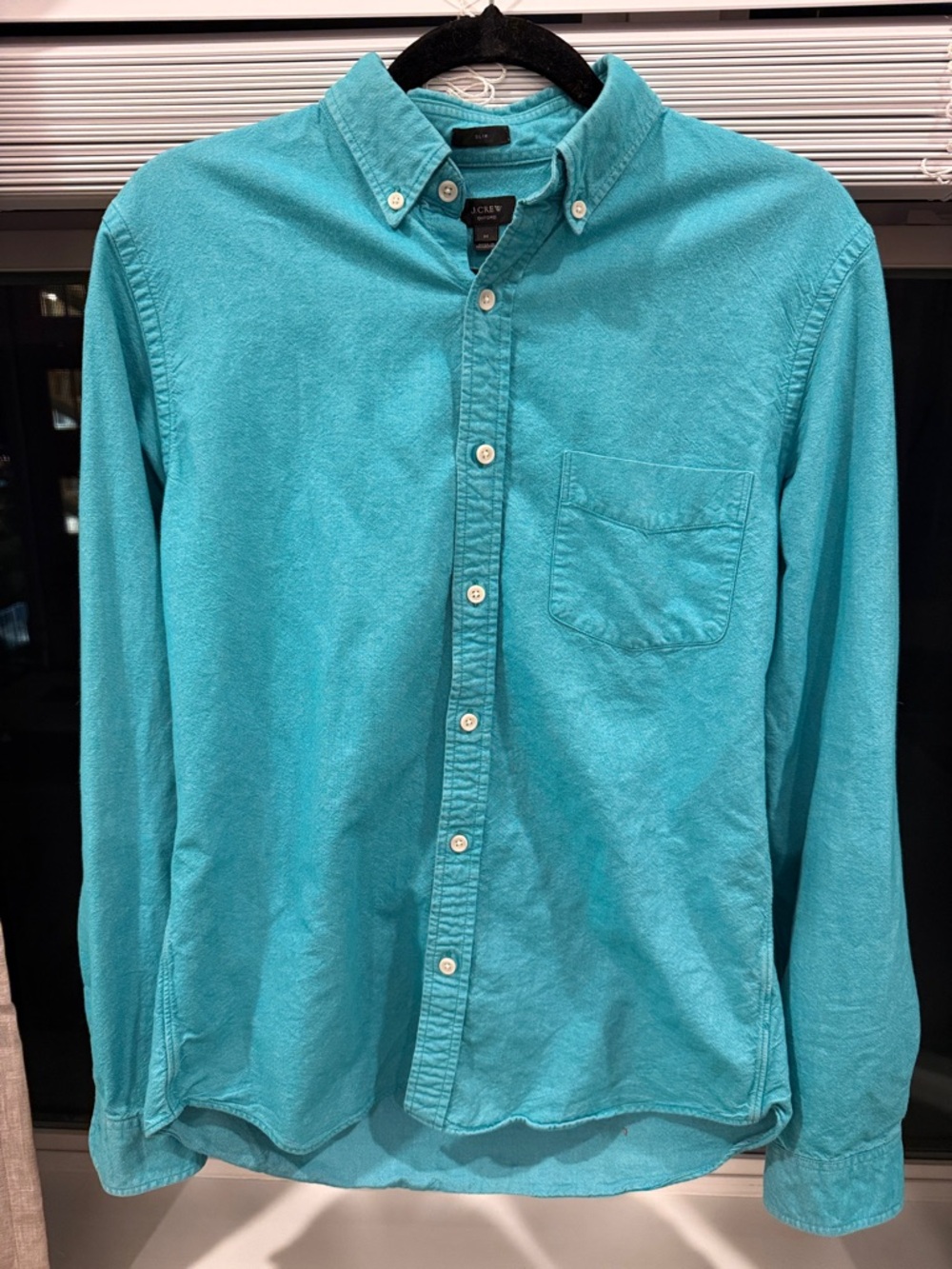 J. Crew Men's Button-Down Shirt in Aqua Blue
